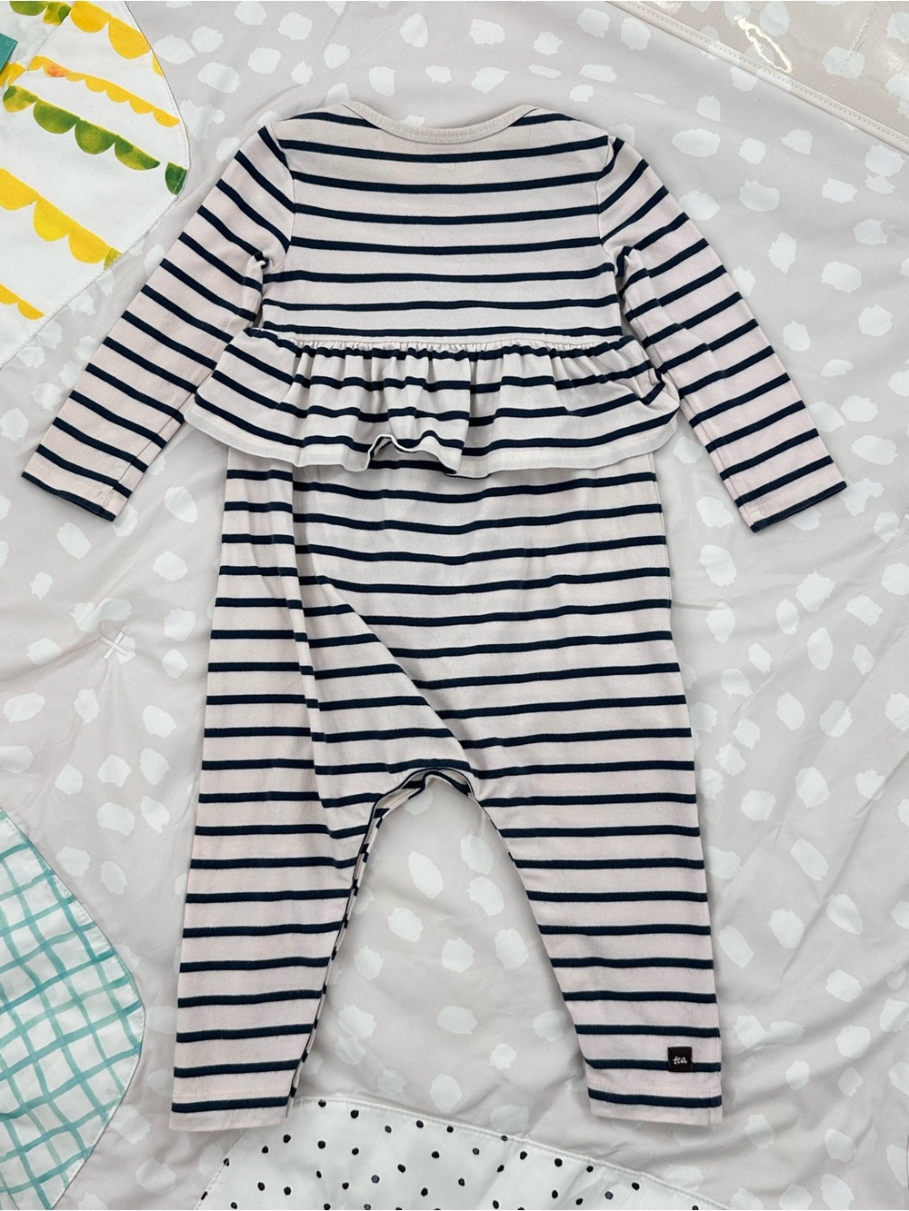 Tea Collection Baby Girl Pink Floral & Striped Romper Bundle Size 12-18 Months - Picture 7 of 8